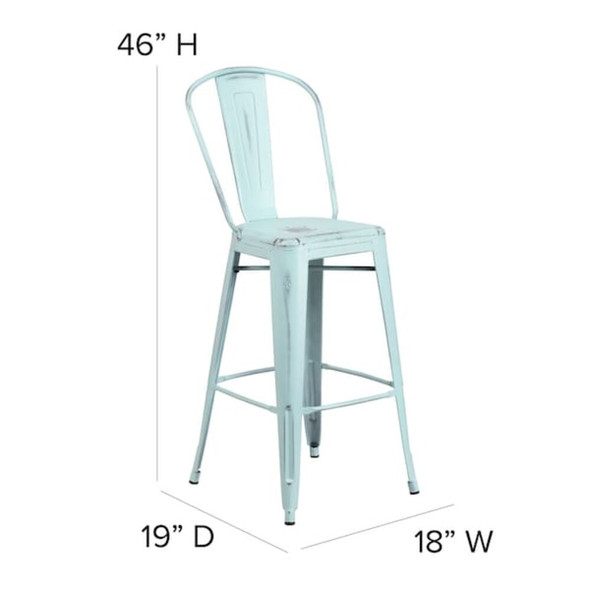 Flash Furniture Distressed Gn-Blue Metal Stool,PK4 4-ET-3534-30-DB-GG