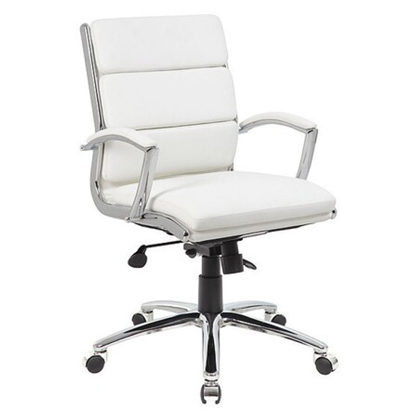 Boss Executive CaressoftPlus Chair with Metal Chrome Finish,Mid Back B9476-WT