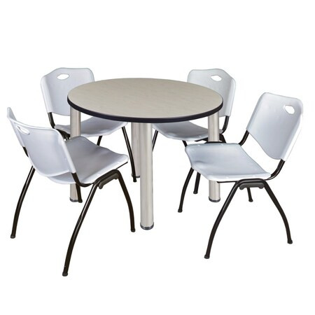 Kee Round Table & Chair Set, Wood, Metal, Plastic Top, Maple