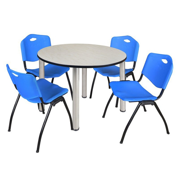 Kee Round Table & Chair Set, Wood, Metal, Plastic Top, Maple