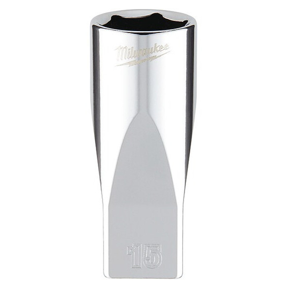 1/4 in. Drive 15mm Metric 6-Point Deep Socket with FOUR FLAT Sides