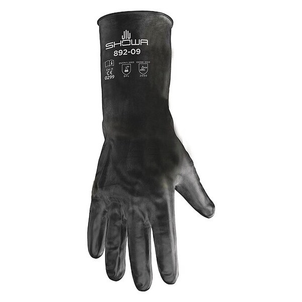 Chemical Resistant Gloves, Butyl, Viton(R), Smooth Full, Beaded, Black, 8, 1 PR