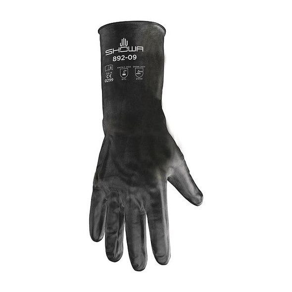Chemical Resistant Gloves, Butyl, Viton(R), Smooth Full, Beaded, Black, 8, 1 PR