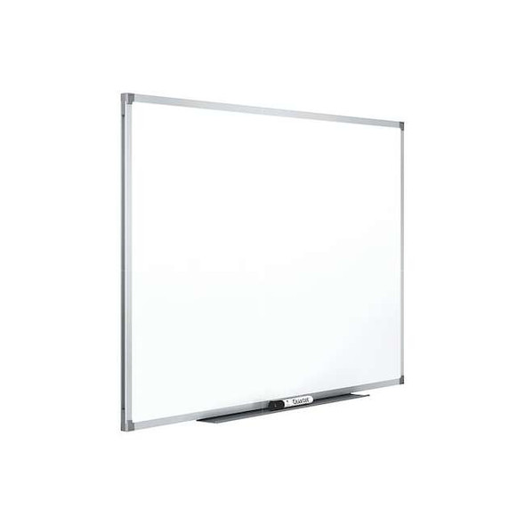 Dry Erase Board, Melamine, 36 in, 48 in, Aluminum Frame, White, Gloss