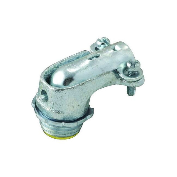 Flexible AC/MC Grounding Connector, 1 in, Push-On, Iron, Zinc Plated, Gray