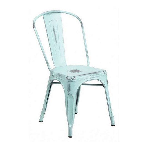 Contemporary Stackable Chair, Blue Back, 17-3/4 in W 20" L 33-1/2" H