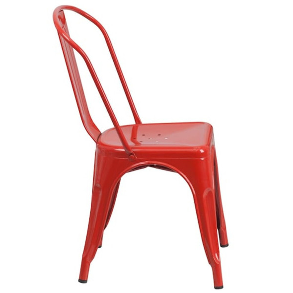 Flash Furniture Red Metal Indoor-Outdoor Stackable Chair CH-31230-RED-GG