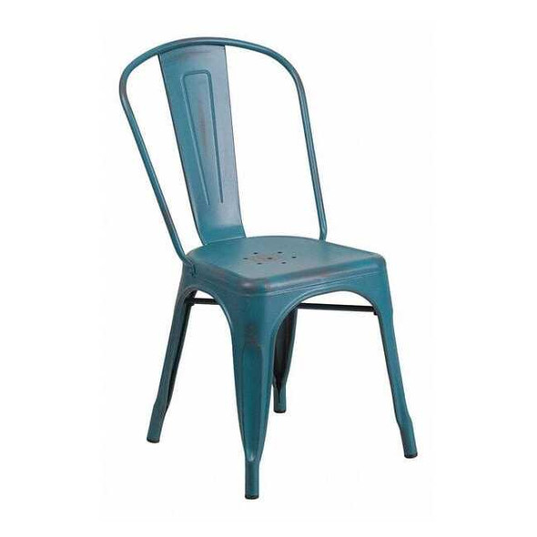 Contemporary Stackable Chair, Blue Back, 17-3/4 in W 20" L 33-1/2" H