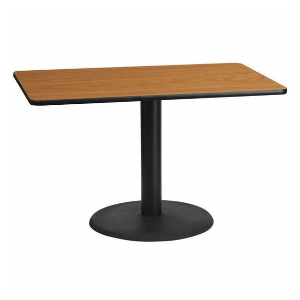Rectangle Ntural Lam Table,Rect w/Rnd Base,30"x48", Laminate Top, Wood Grain