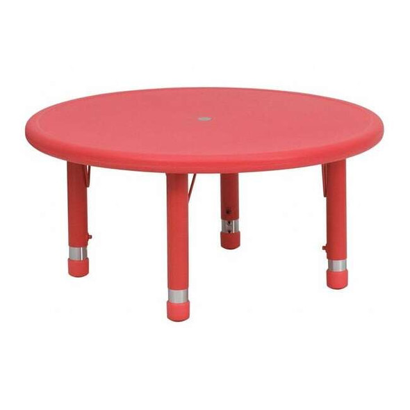 Round Activity Table, Plastic, Steel, Red