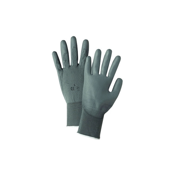 Polyurethane Coated Gloves, Medium, Gray