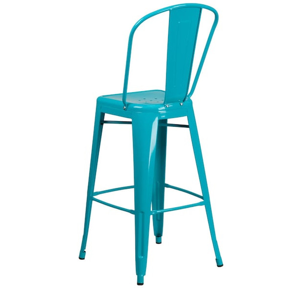 Flash Furniture Teal Metal Outdoor Stool,30" ET-3534-30-CB-GG Flash Furniture Teal Metal Outdoor Stool,30" ET-3534-30-CB-GG
