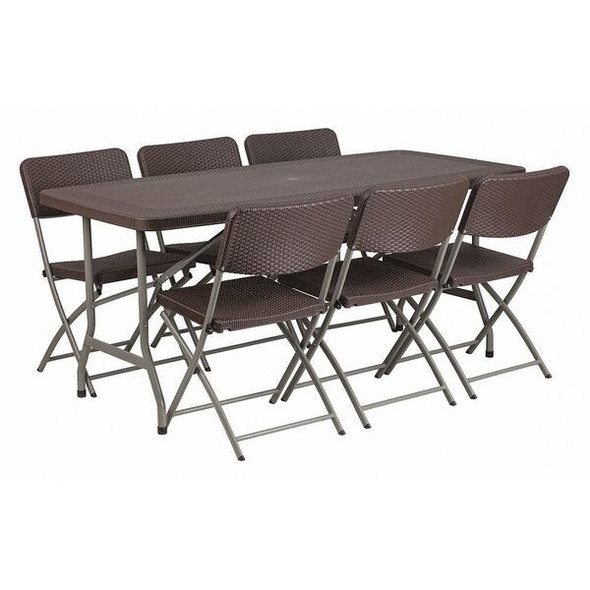 Rectangle 32.5" W, 67.5" L, 28.75" H, Plastic Top, Brown