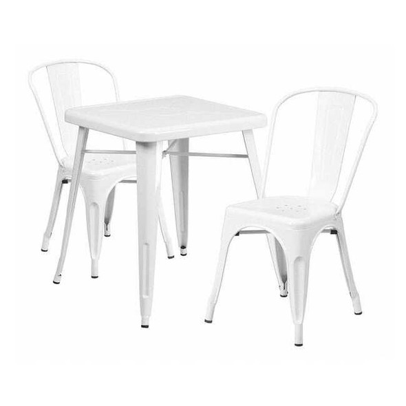 Square 27.75" W, 27.75" L, 29" H, Metal, White