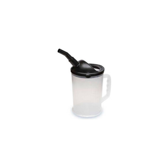 Funnel King Heavy-Duty 87 oz. Graduated Measuring Container w/ 4"" Black Spout -