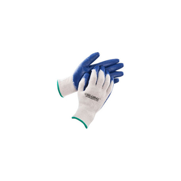 Global Industrial Latex Coated String Knit Work Gloves Natural/Blue Medium 12 Pa