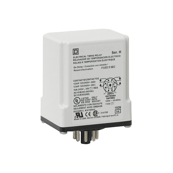 Time Delay Relay, Octal, On Delay, 1 Functions 120V DC, DPDT