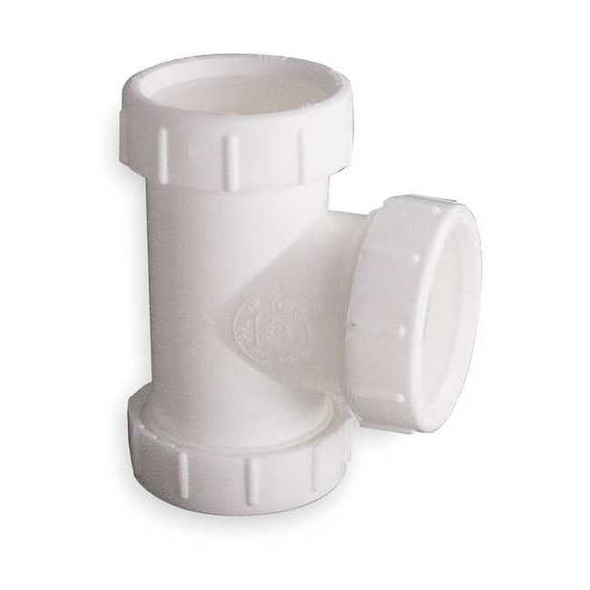 1-1/2" or 1-1/4 Dia, Polypropylene, White/Plastic, Lavatory/Kitchen, Tee