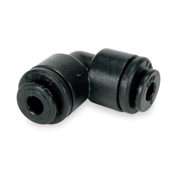 Push-Fit Elbow Fitting, 13/32 in Tube Size, Acetal, Black, 10 PK