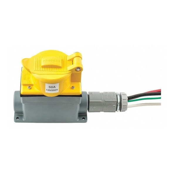 Hubbell Wiring Device-Kellems Prewired Receptacle,125/250V,CS6369,Ylw SR50