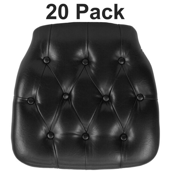 Hard Black Tufted Vinyl Chiavari Chair Cushion, PK20