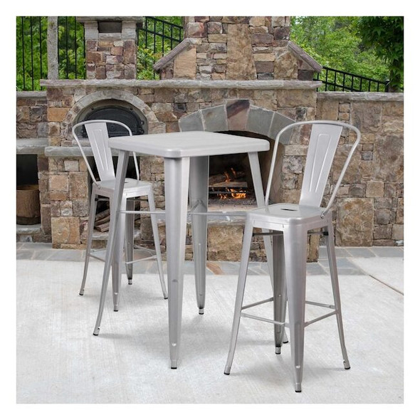 4PK 30" High Silver Metal Indoor-Outdoor Barstool