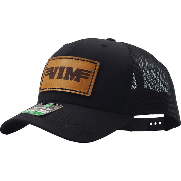 VIM BLACK HAT WITH LEATHER-STITCHED VIM LOGO HATBK1 VIM BLACK HAT WITH LEATHER-STITCHED VIM LOGO HATBK1