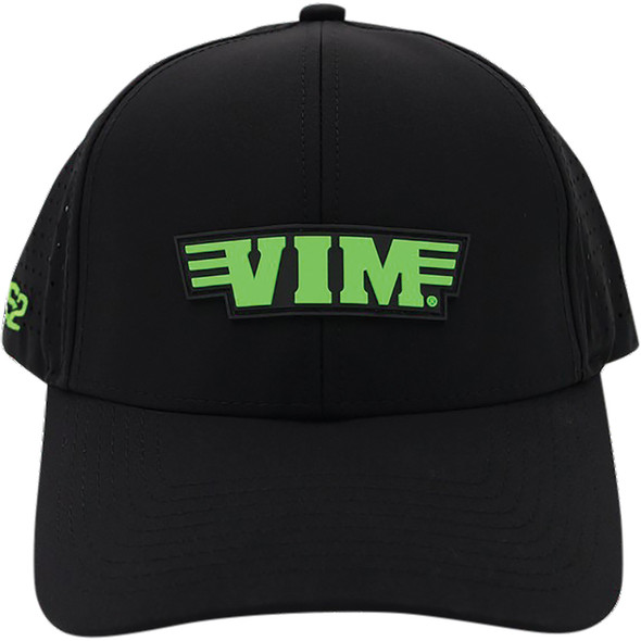 BLACK PVC HAT, GREEN VIM & S2 LOGO (6 PANEL) PVCBK-6