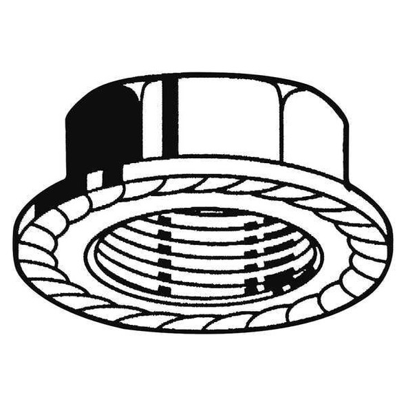Serrated Lock Nut, M10-1.50, Steel, Class 8, Zinc Plated, 10 mm Ht, 100 PK