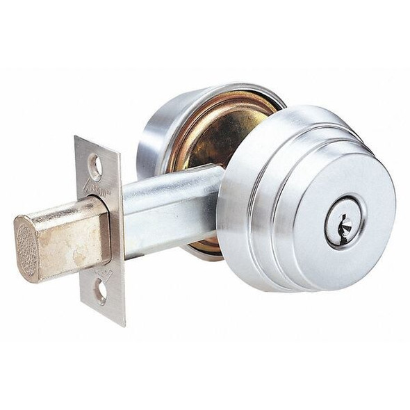 Arrow Lock Deadbolt, Cylindrical, Satin Chrome Finish E61 26D