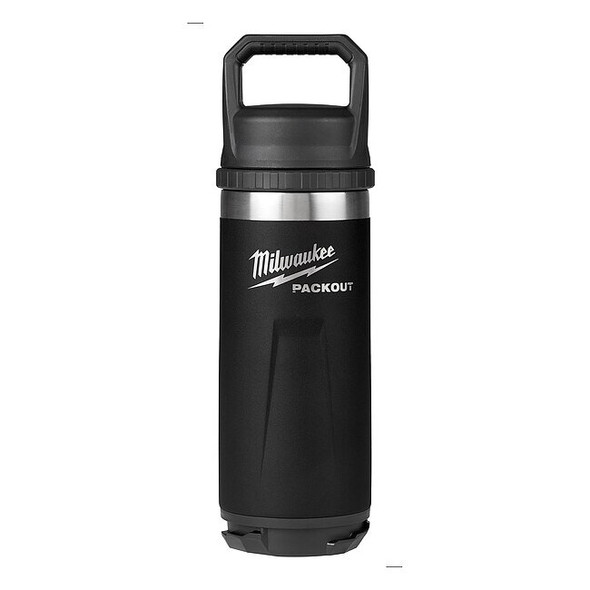 Milwaukee Tool Insulated Bottle,SS,18 oz CAP,Black 48-22-8382B