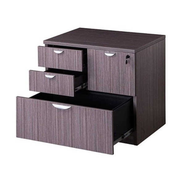 Boss Office Products 31" W 4 Drawer Combo File Cabinet, Driftwood,  Letter/Legal N114-DW