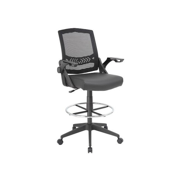 Boss Office Products Mesh Drafting Stool w/ Flip Arms B16223-BK