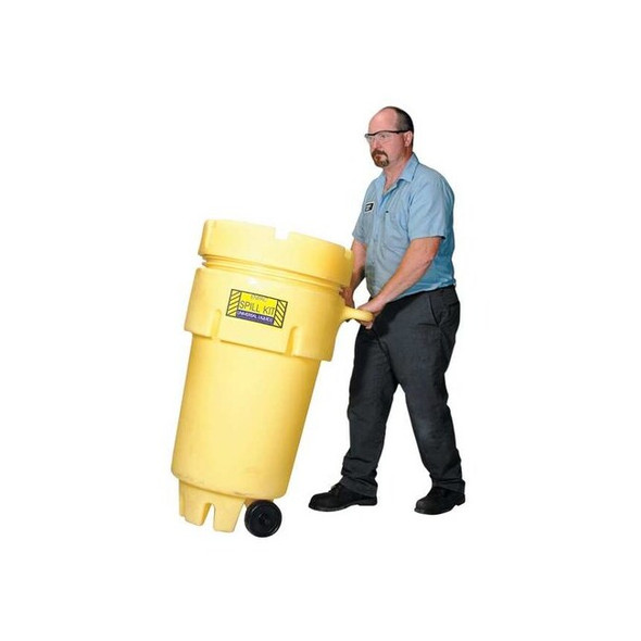 Spill Kit, 16 gal Volume Absorbed per Kit, 50 gal Capacity, Drum, Yellow, 76