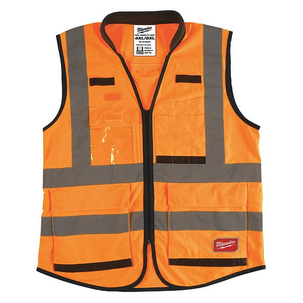 Class 2 High Visibility Orange Performance Safety Vest - 4X-Large/5X-Large