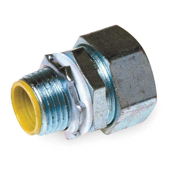 Conduit Fitting Connector, 4 in, Liquid-Tight, Steel, Electro Zinc Plated, Gray