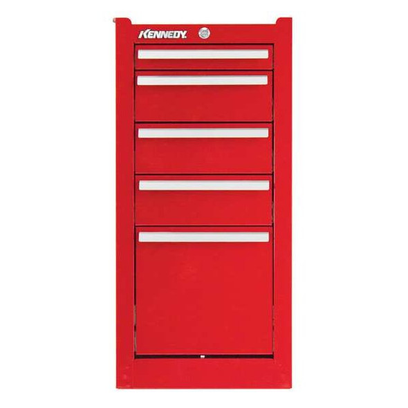 K1800 Series Side Cabinet, 5 Drawer, Red, Steel, 13-1/2 in W x 18 in D x 29 in H
