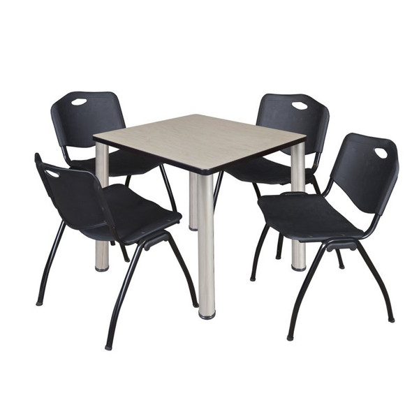 Kee Square Table & Chair Set, Wood, Metal, Plastic Top, Maple