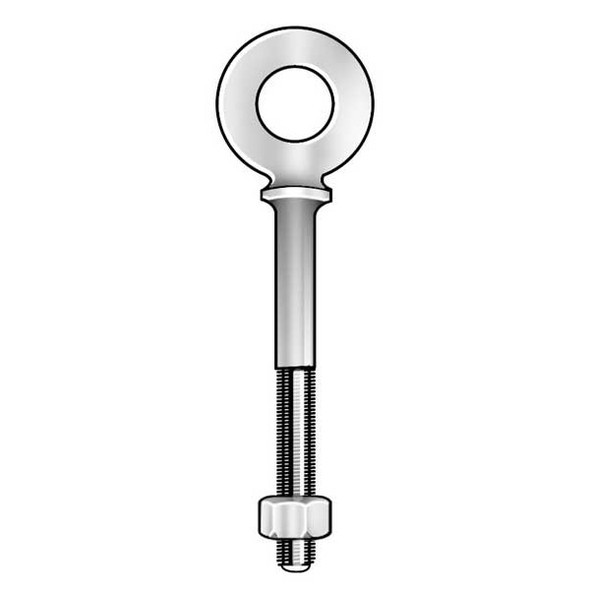 Eye Bolt With Shoulder, 7/8"-9, 12 in Shank, 1-3/4 in ID, Stainless Steel, Plain