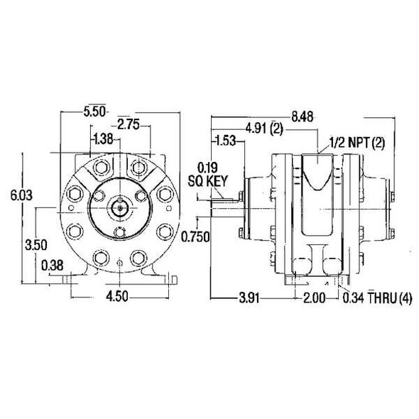 Gast Air Motor,5 HP,175 cfm,2500 rpm 8AM-FRV-2B