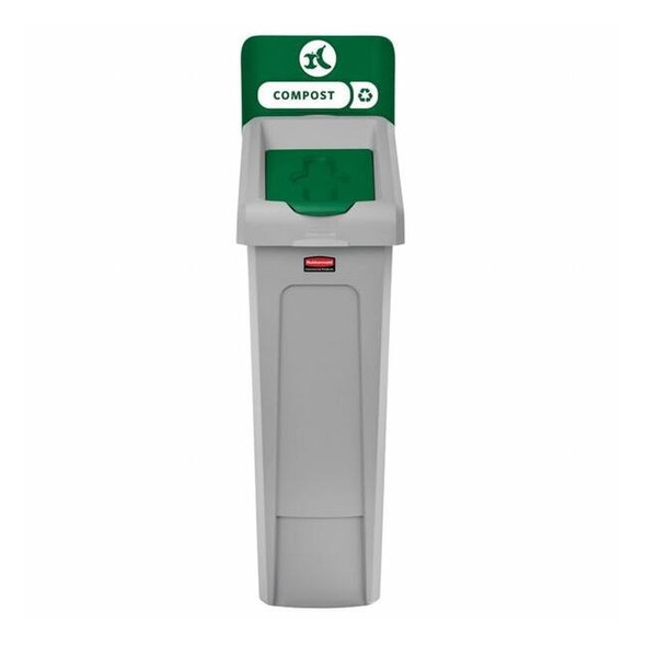 23 gal Rectangular Recycling Bin, Flat with Top Opening, Green, 1 Openings