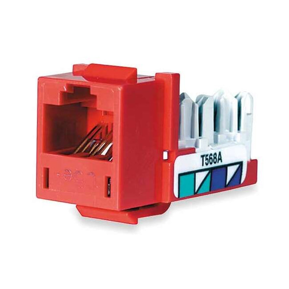 Hubbell Premise Wiring Modular Jack,0.875 in H,Red HXJ5ER