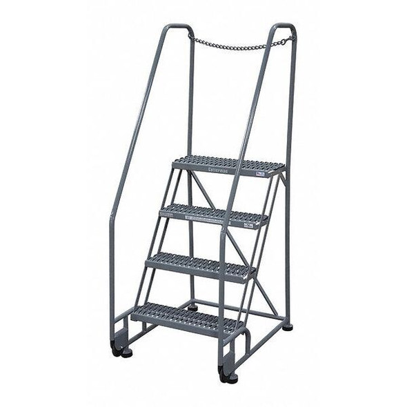 70 in H Steel Tilt and Roll Ladder, 4 Steps, 450 lb Load Capacity