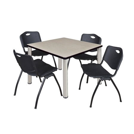 Kee Square Table & Chair Set, Wood, Metal, Plastic Top, Maple