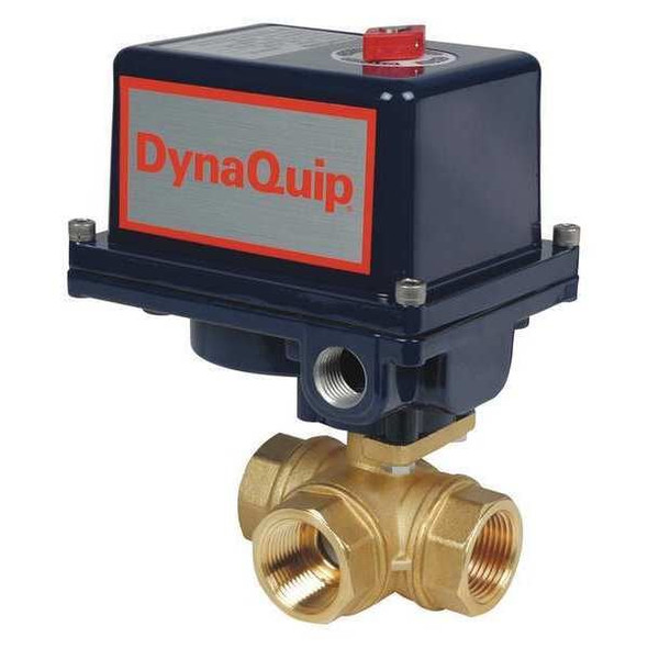 Dynaquip Controls 1-1/2" FNPT Brass Electronic Ball Valve 3-Way EYHG7AUE25