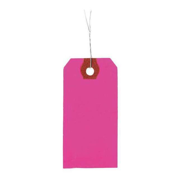1-7/8" x 3-3/4" Fluorescent Pink Wire Tag, Includes 12" Wire, Pk1000