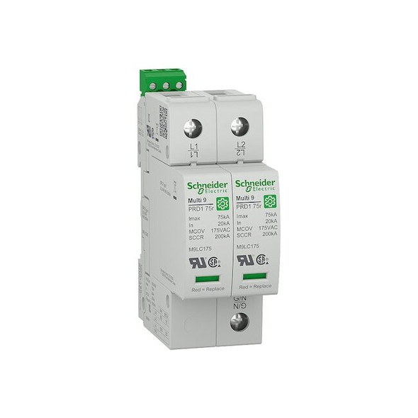 Schneider Electric Surge Arrester, 2 Phase, 120/240V, 2 Poles, 3 Wires M9L12240