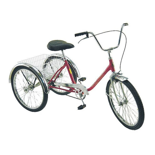 Worksman Tricycle,Wire Basket,24 In Wheel,Orange EXEC-CB-ORG