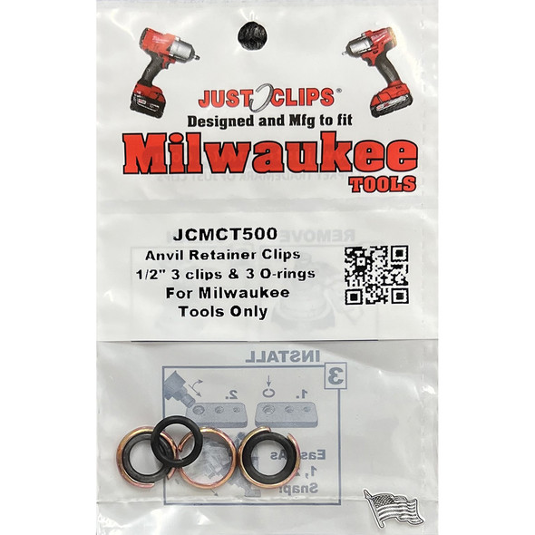 10 Pack of 1/2" Milwaukee Style clips & o-rings, each pack has 3 snap rings & o-rings JCMCT50010