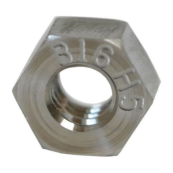 Hex Nut, 5/16"-18, 316 Stainless Steel, Not Graded, Plain, 17/64 in Ht